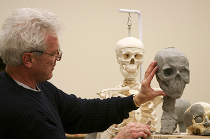 Sculptor Stephen Perkins demonstrates an ecorche skull